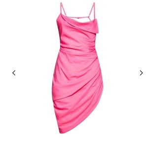 NWT Jacquemus pink ‘Le Raphia’ Saudade asymmetric mini dress